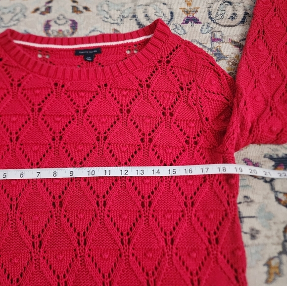 Tommy Hilfiger, Women's Red Knit Crew Neck Soft Long Sleeve Sweater, sz LG - Picture 10 of 15